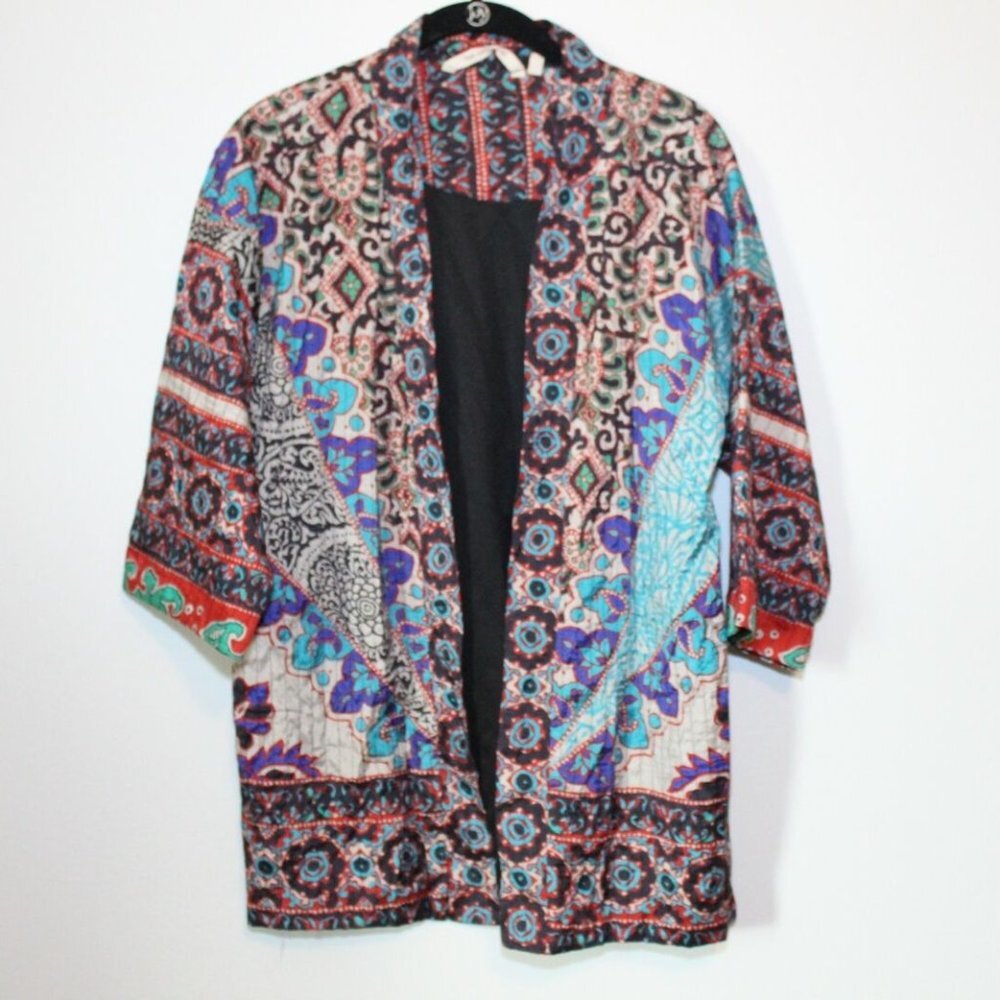 Soft Surroundings Quilted Lotus Topper Kimono Cardigan Small PS Cottagecore Boho - Picture 13 of 16